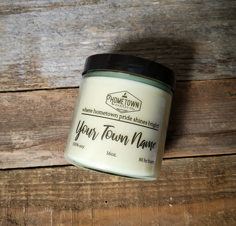 Custom Hometown Candle: 9 or 16 oz Size